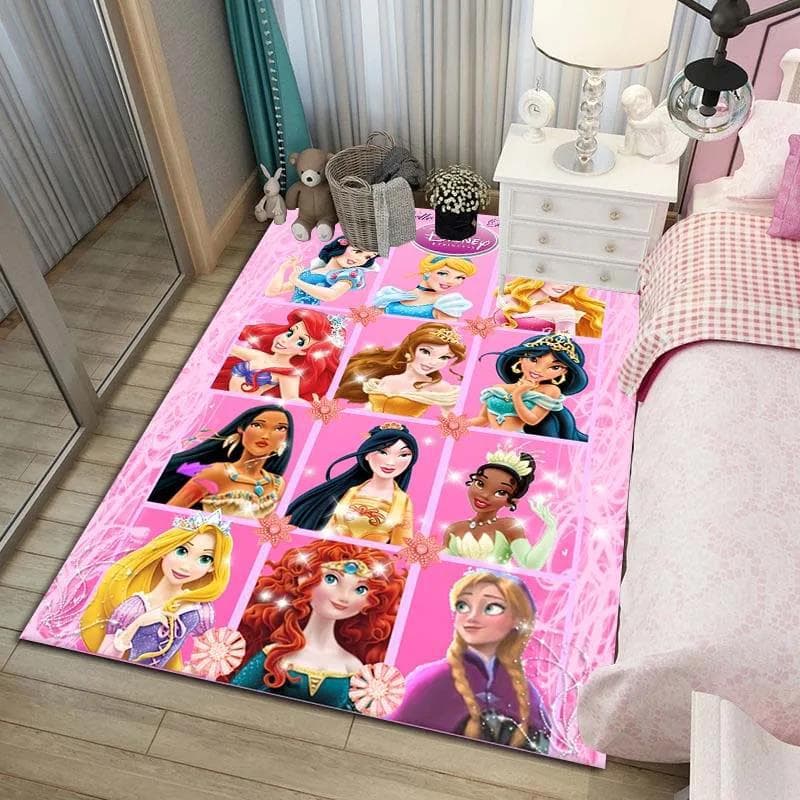Princess Cartoon Kids Room Rug Bedroom Bay Window Bedside Foot Mat Crystal Velvet Floor Mat