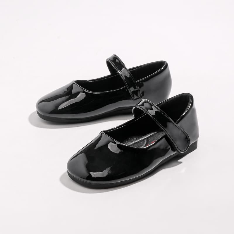 New Princess Black Leather Shoes for Girls Performance Show Soft Bottom School Shoes Children Students Single Shoes