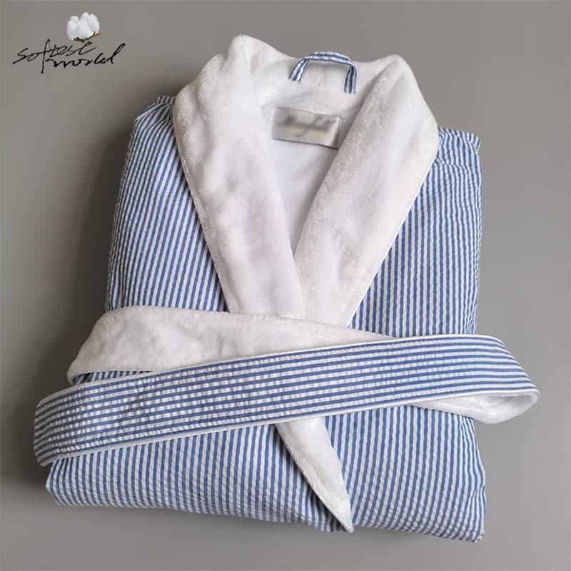 European and American five-star hotel bathrobes plus extra size for men and women in autumn and winter double layer plus velvet thickened nightgowns B&B bathrobes