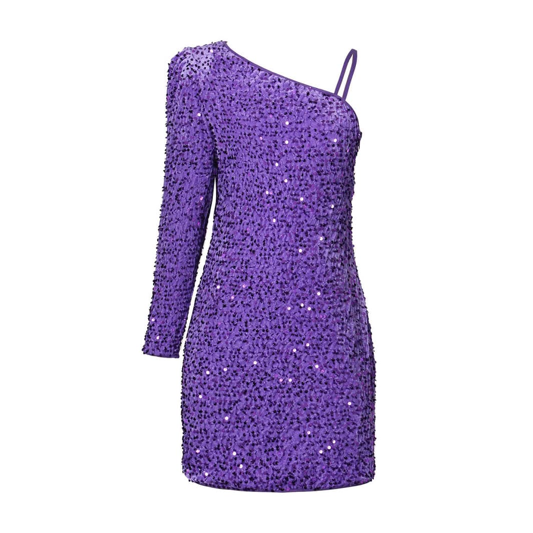Shiny Sequin One Shoulder Party Dress Children's Short Skirt Gown Strapless Skirt for Teenage Girls European And American Style