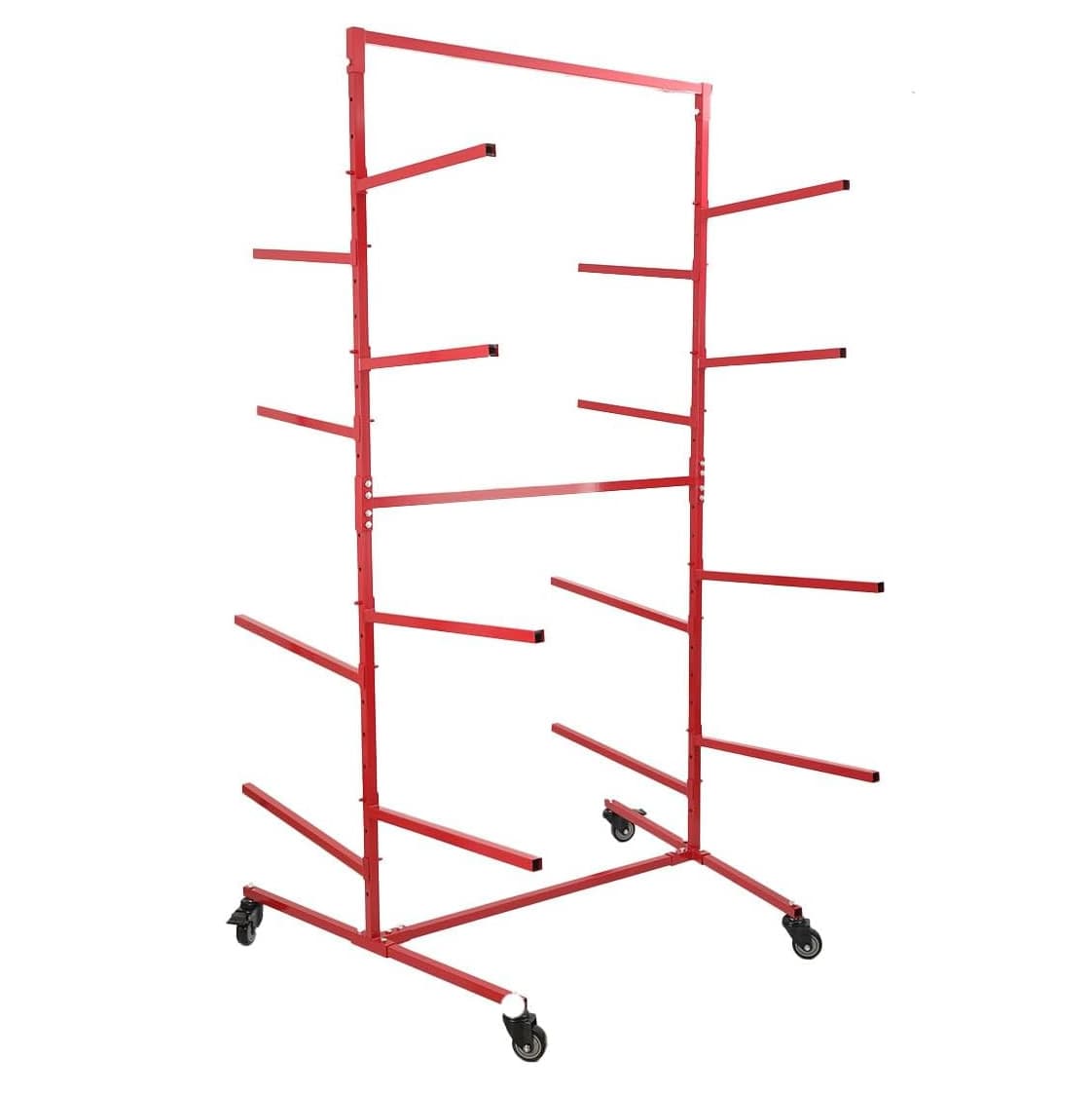 Wheeled Movable Double-Sided Four-Layer Bumper Storage and Hanging Rack, Removable Car Bumper Storage Frame, Auto Repair Tool