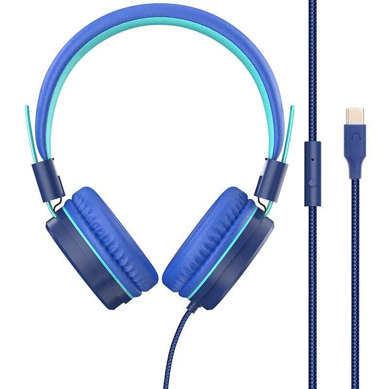 New Cross-border Adjustable Folding Wired Headphones for Students and Kids with Microphone for Online Classes and Learning