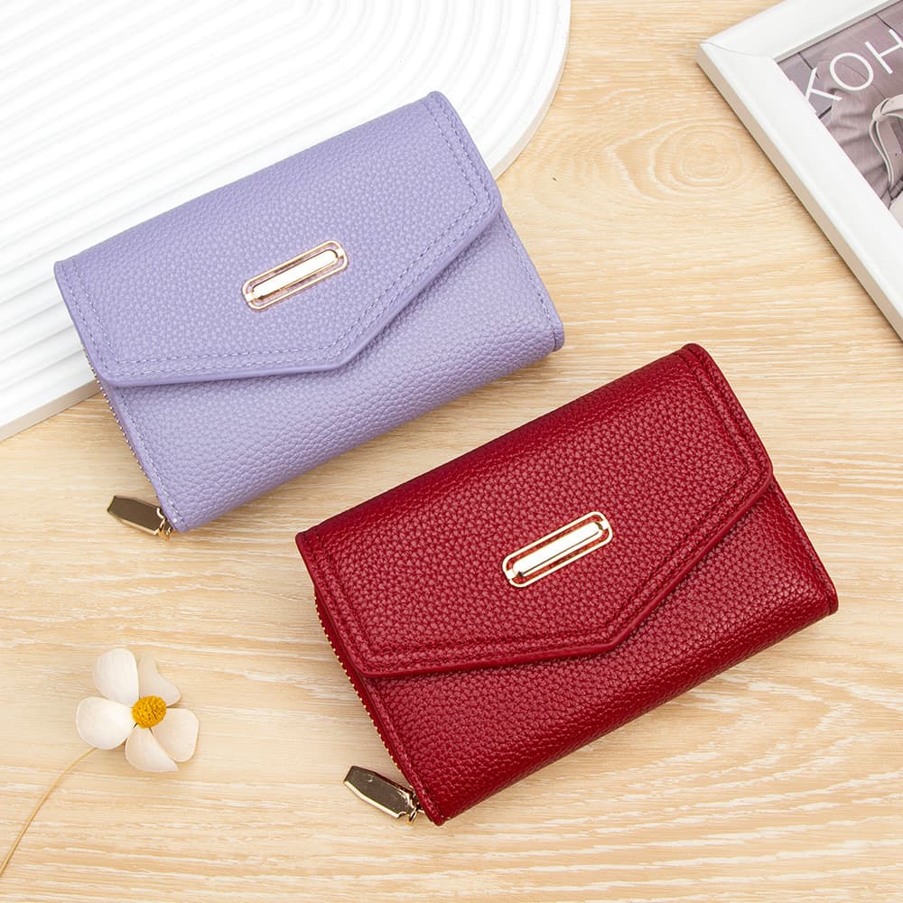 High-End Fashion New Women's Short Wallet Multi-Card Slot Card Holder Document Wallet Zipper Coin Purse Clutch Bag In Stock