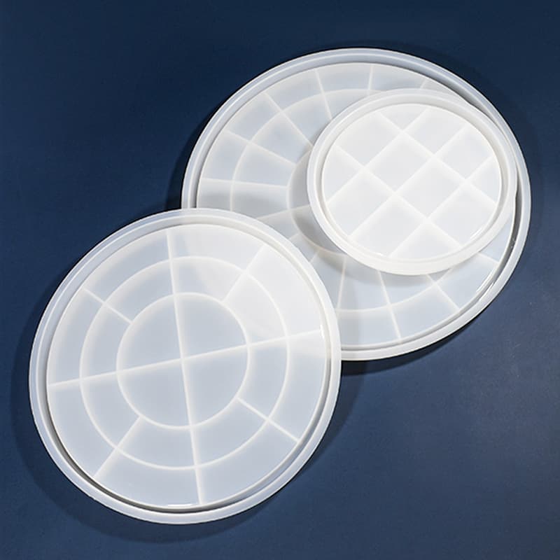 Cross-border DIY Crystal Epoxy Round Tray Mold Round Serving Tray Mold Round Coaster Epoxy Mold