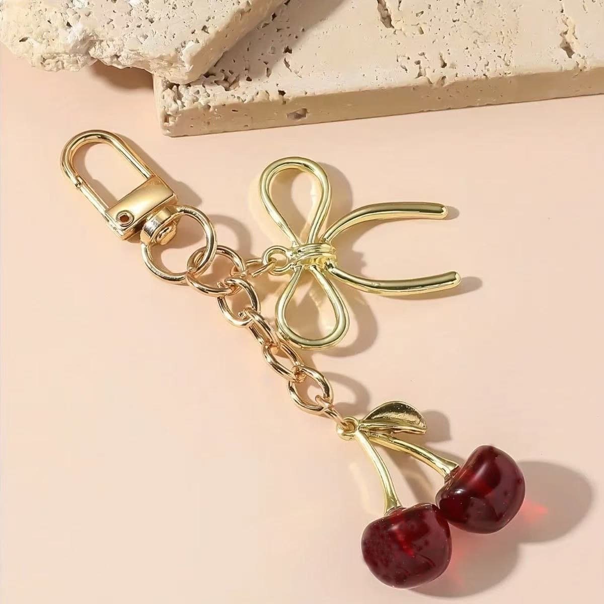 Cherry Keychain Cross-Border Hot Selling Fruit Pendant Alloy Bag Charm Cherry Keychain Women's Bag Charm Amazon