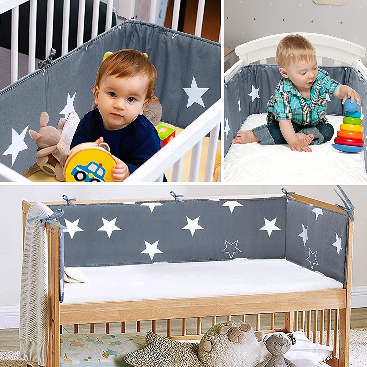 Crib fence baby one-piece spliced bed fence soft bag removable and washable anti-collision guardrail ins children's fence