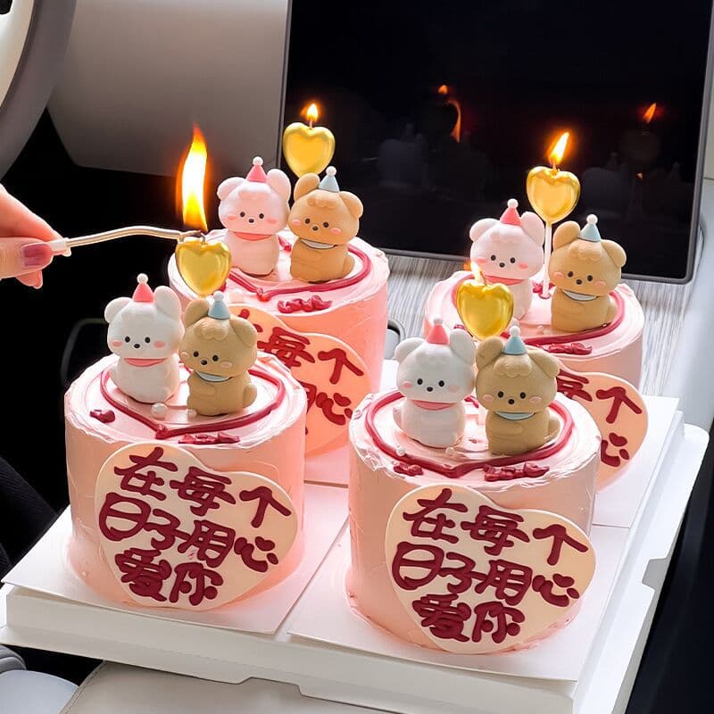Cute puppy figurine cake decoration for Valentine's Day, loving you with all my heart on every special day, couple holiday accessory