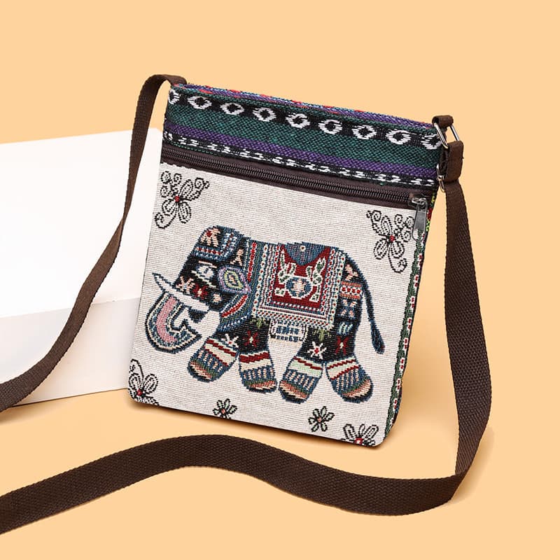 Small bag women's crossbody bag canvas woven fabric Chinese style cute versatile single shoulder bag phone bag Miao ethnic small crossbody bag