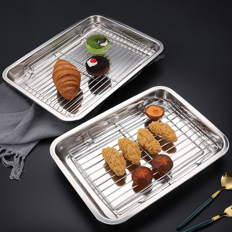 Wholesale 304 201 Stainless Steel Oil Drain Rack, Fried Food Sludge Filter Drip Tray, Bread Cooling Rack with Legs, BBQ Grill Net