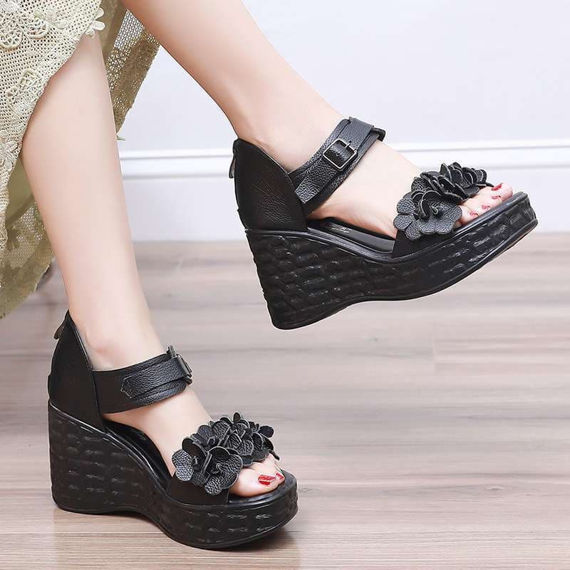 Summer New Sandals Peep-Toe Wedge Thick Sole High Heel Platform Waterproof Platform Outdoor Popular Youth Sandals