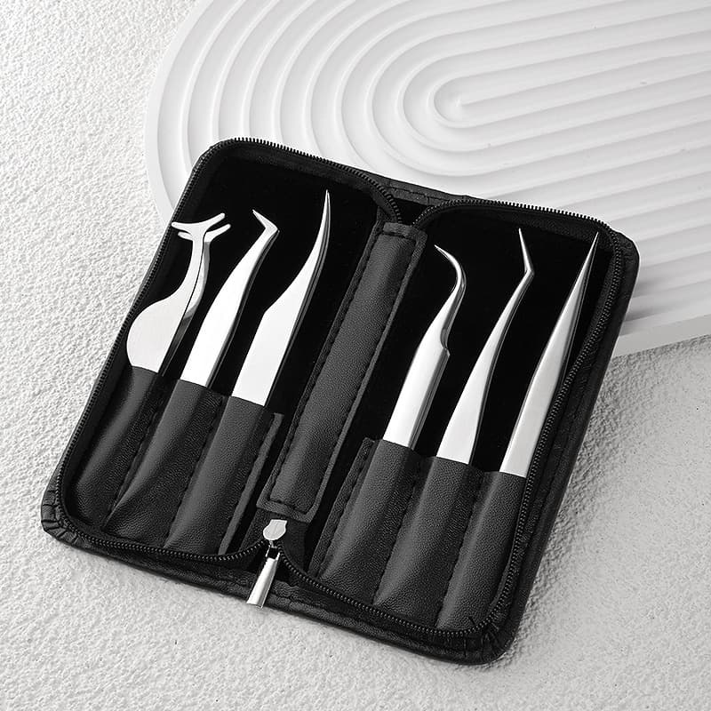 Cross-border Stainless Steel Eyelash Tweezers for Planting and Grafting False Lashes, Dolphin Clip High-Precision Tweezers, Gold Feather Clip