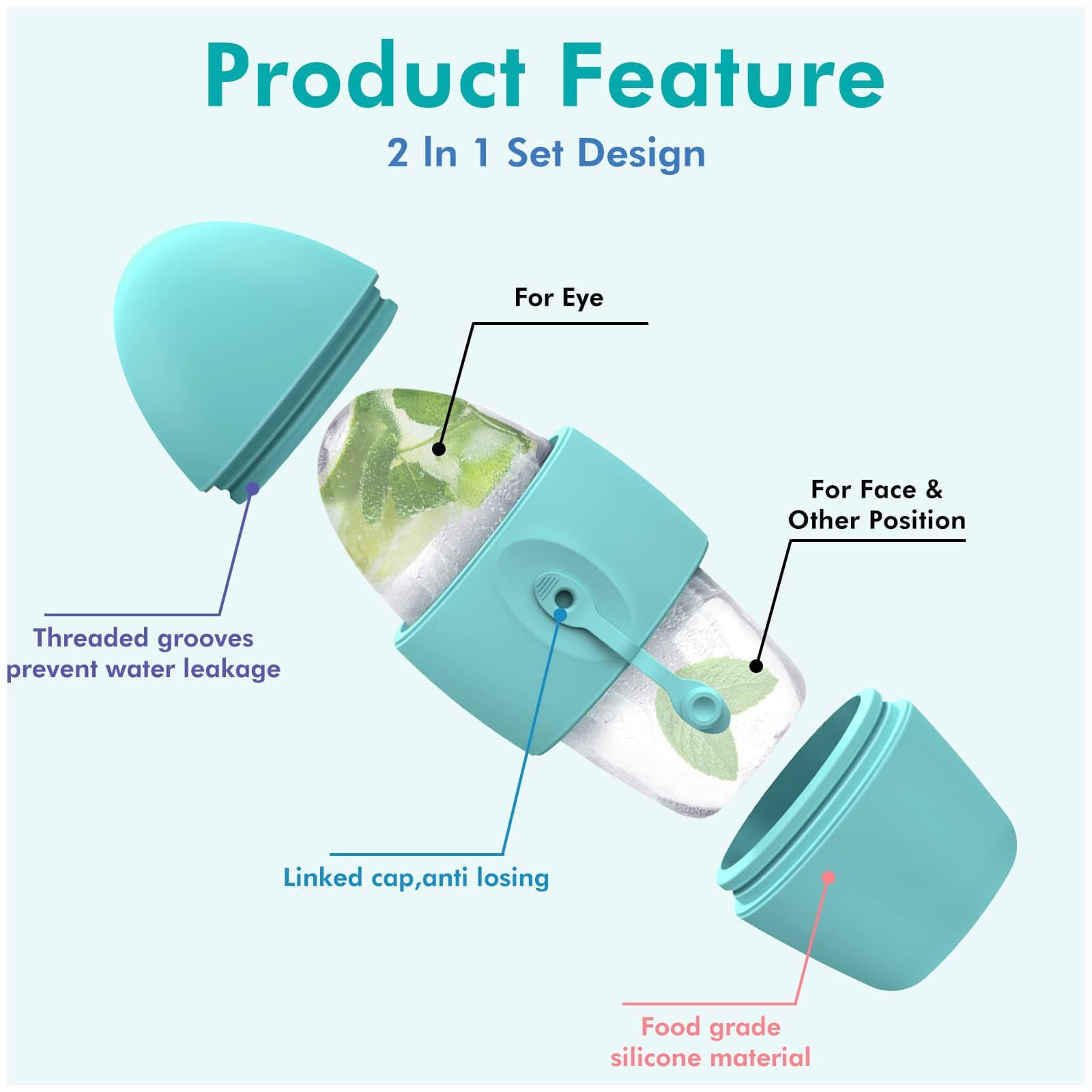 Facial massage ice roller, silicone eye mask, face skin care, cooling ice tray mold, ice compress beauty instrument ice face