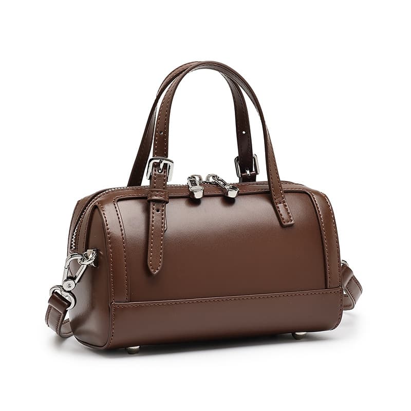 Genuine Leather Korean Style Niche Pillow Bag Women's Light Luxury Handbag 2026 Summer Boston Bowling Bag