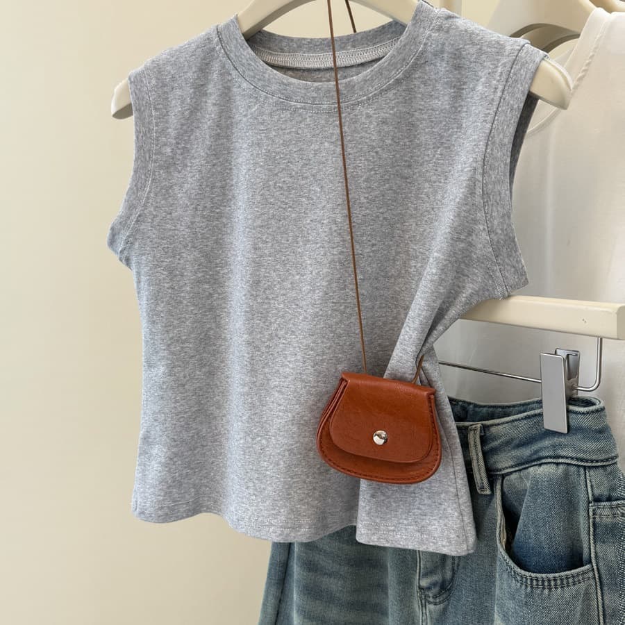 In Stock Cotton Ribbed Racerback Tank Top Women Summer New Slim Fit Korean Style Cropped Sleeveless T-Shirt