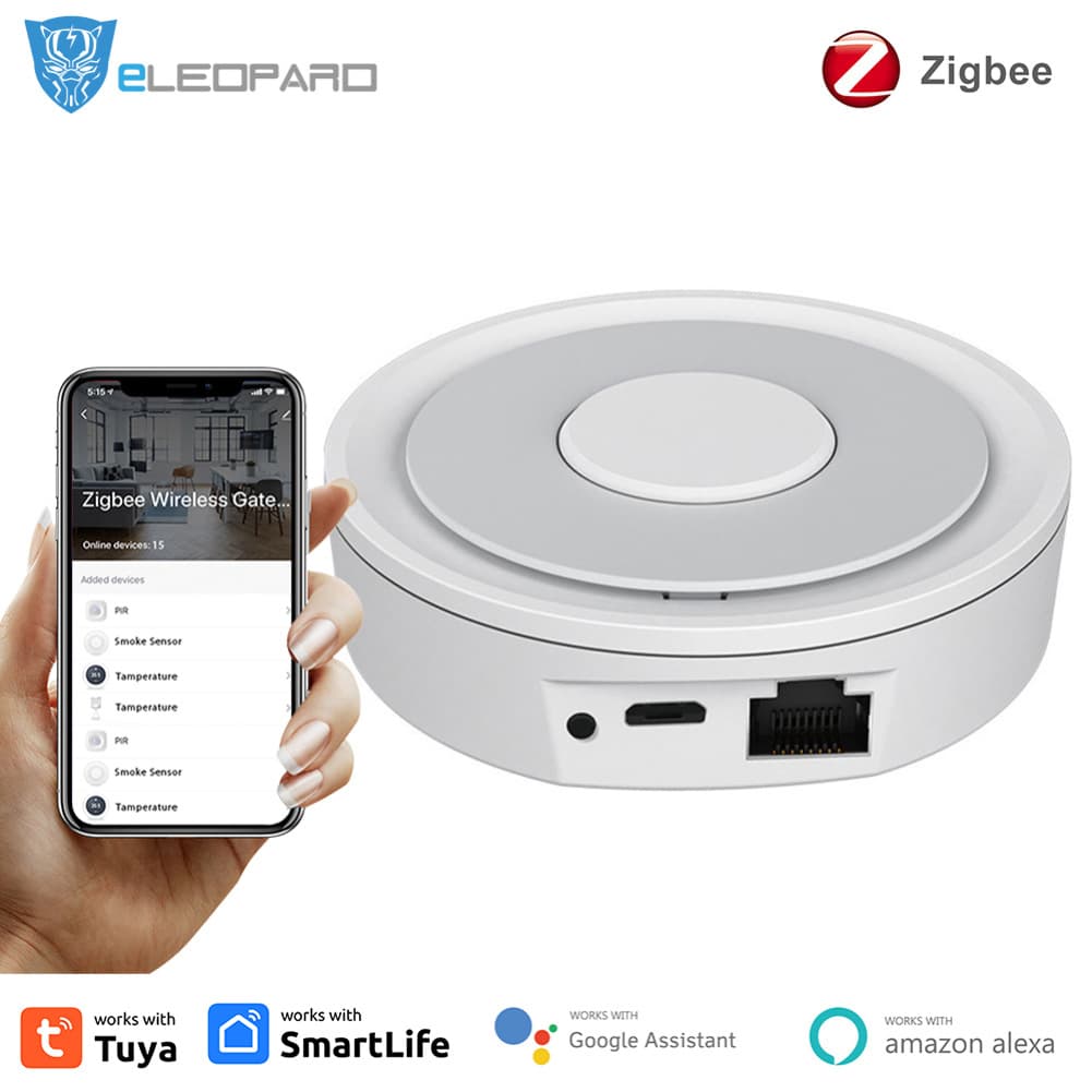 Tuya Smart Home ZigBee Wireless Gateway, Round App Remote Timer Wired Smart Home Hub