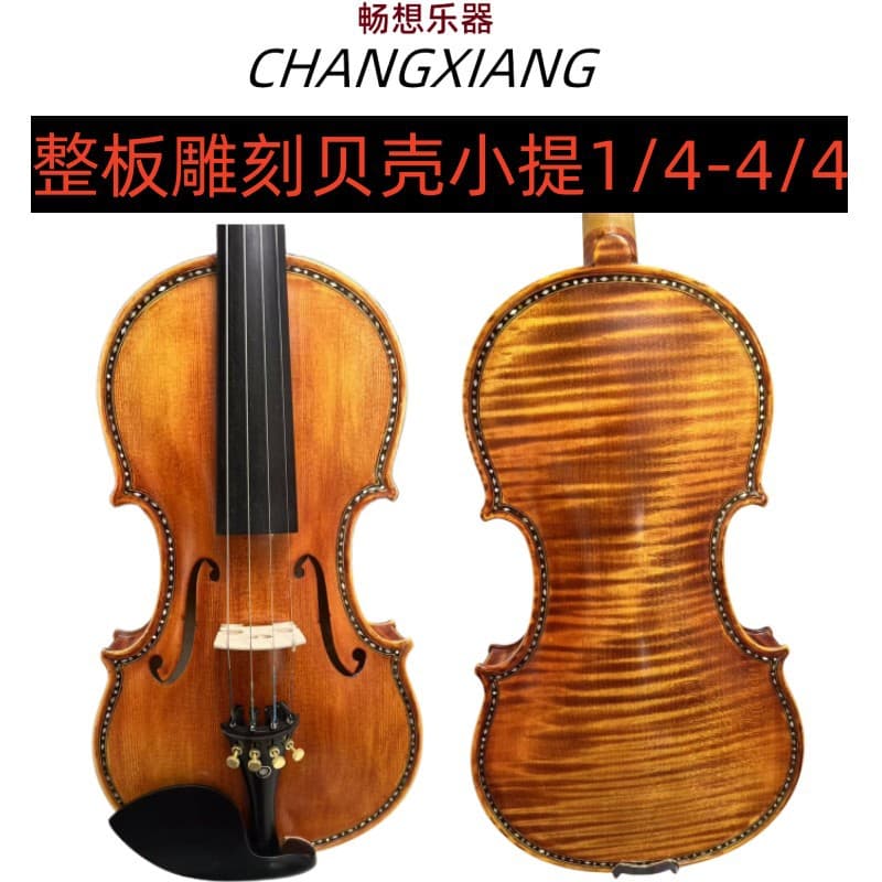 Changxiang Musical Instruments Violin, Professional Grade for Adult Performance and Solo, High-End Handmade Solid Top with Inlaid Shell