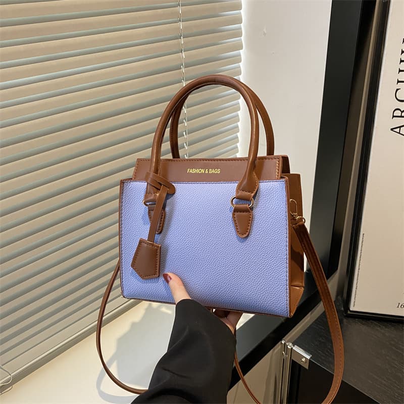 Cross-border Ins Niche Trendy Shoulder Crossbody Bag for Women 2025 Summer Fashion Simple Contrast Color Stitching Handbag
