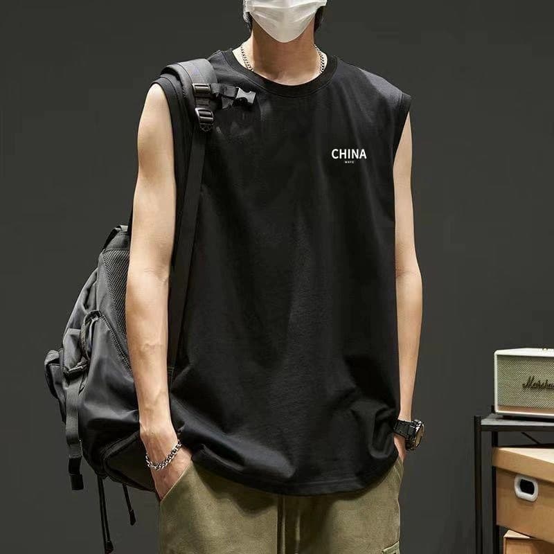 2024 Summer New Men's Loose Training Sleeveless T-Shirt Quick-Dry Vest Round Neck Sports Tank Top