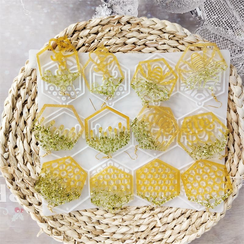 Z0042 Bee Hive Theme Earring Mold Crystal Epoxy Silicone Mold DIY Decorative Silicone Mold