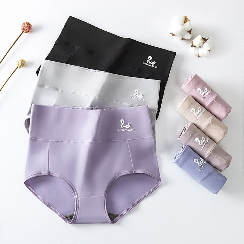 Popular Women's Underwear, Pure Cotton, High-Waisted Women's Briefs, Swan Tummy Control, Plus Size, Graphene Antibacterial Crotch