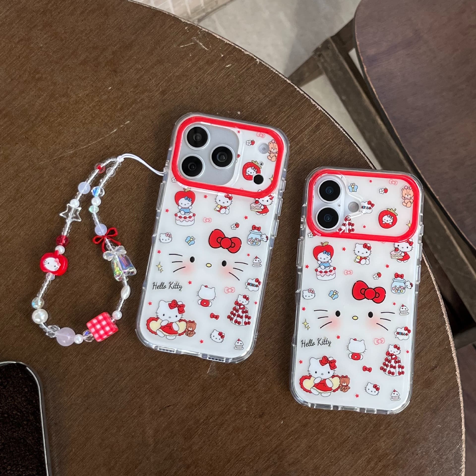 Apple 17 Pro Max Phone Case Cute Full Screen Cat Cartoon Full Coverage Compatible with 16/15 Pro Protective Case with Chain
