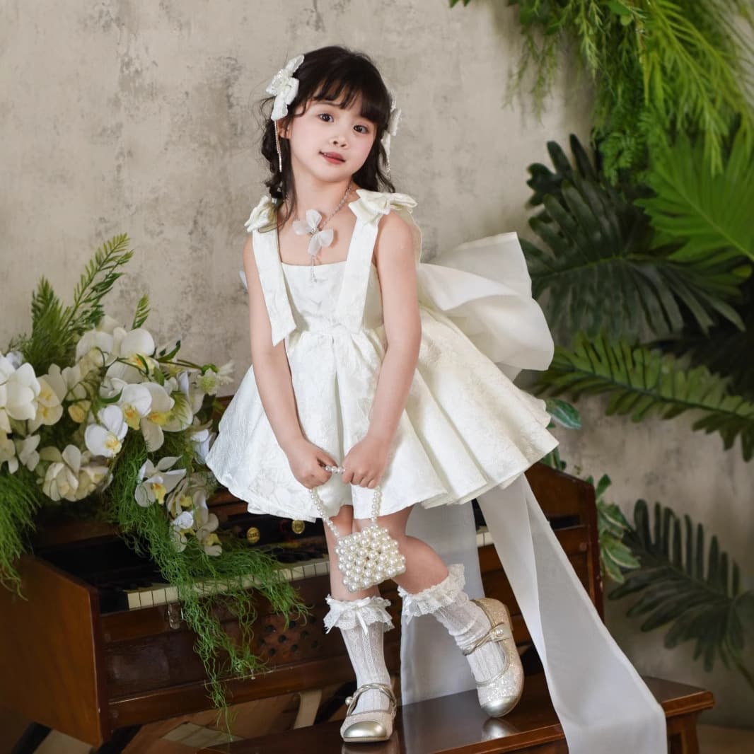2026 New Children's Princess Dress White Piano Performance Gown for Girls Simple Daily Birthday Party Dress