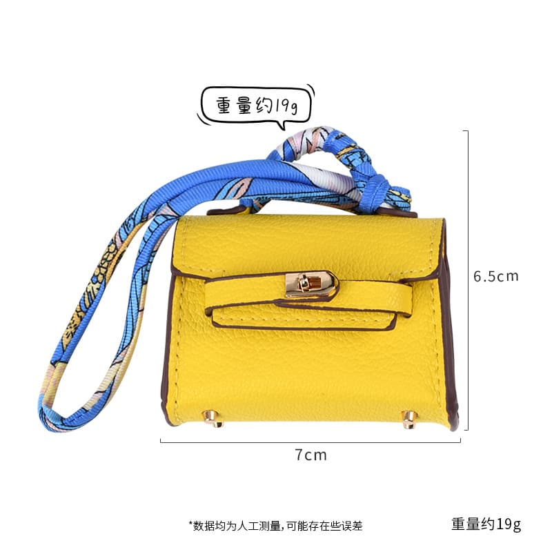 Mini Kelly Pendant Earphone Case Bluetooth Protective Cover High-Quality Leather Creative Car Keychain Bag Charm
