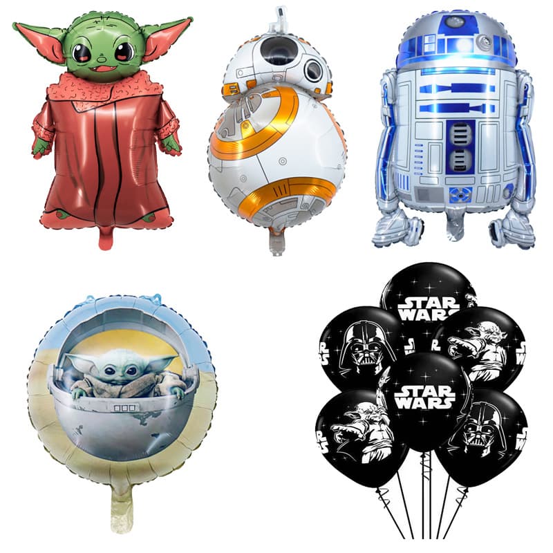 Sci-Fi Star Wars Baby Yoda Bb8 Space Robot 12inch Latex Aluminum Film Decorative Birthday Balloon