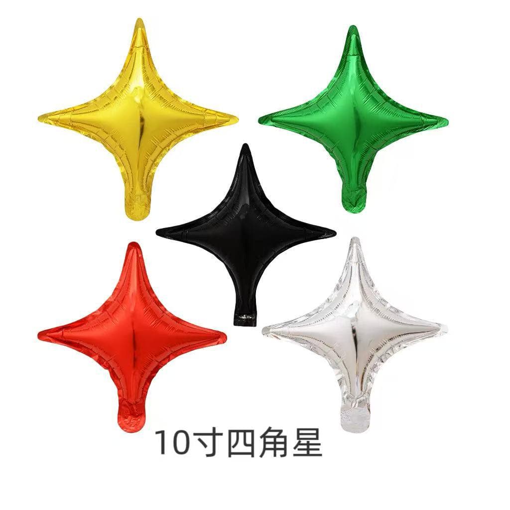10-inch Four-Point Star Balloon Aluminum Foil Light Panel Cross Gold Silver Rose Gold Balloon for Birthday Party Celebration Decoration