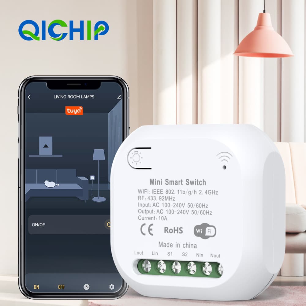 Graffiti WiFi Smart Switch Module with Neutral and Live Wires, Recessed Box Type, Supports Self-Powered Wireless Switch Panel