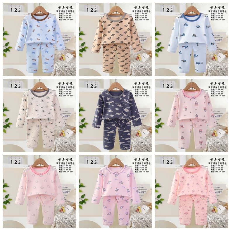 Kid's Pajamas 2026 Children's Pajamas Cute Autumn Floral Long Sleeve Long Pants Loungewear