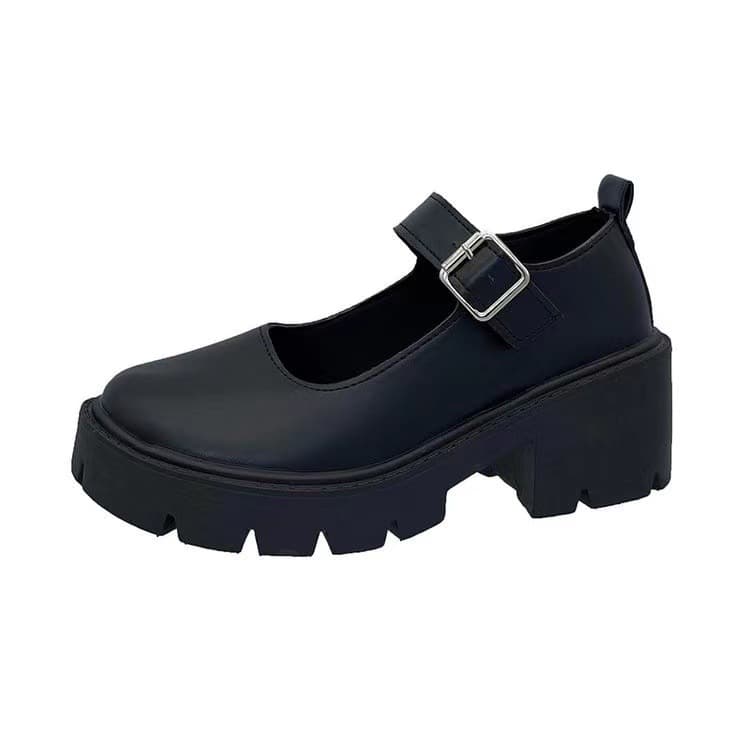 Women's Mary Jane Shoes 2024 New Style Chunky Heel Thick Sole JK Uniform Shoes High Heels Retro British Style
