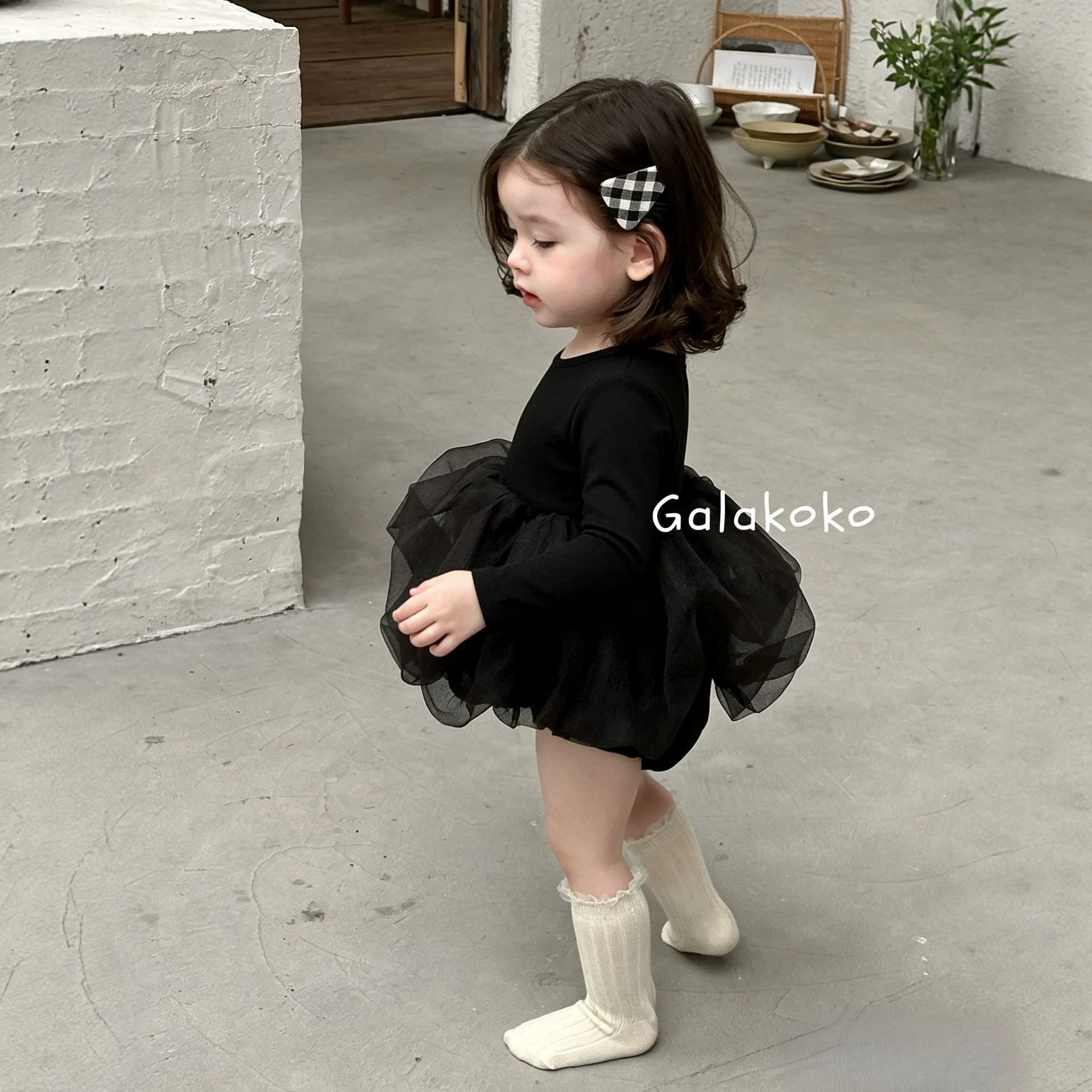 Galakoko Autumn Baby Girls' One-Piece Bodysuit with Tutu Skirt, Long-Sleeve Princess Romper for Festive Outings