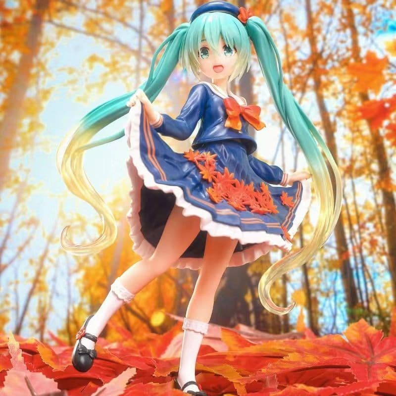 Maple leaf four seasons future anime computer case ornament autumn clothing model toy, secondary element initial sister desktop beautiful girl figure.