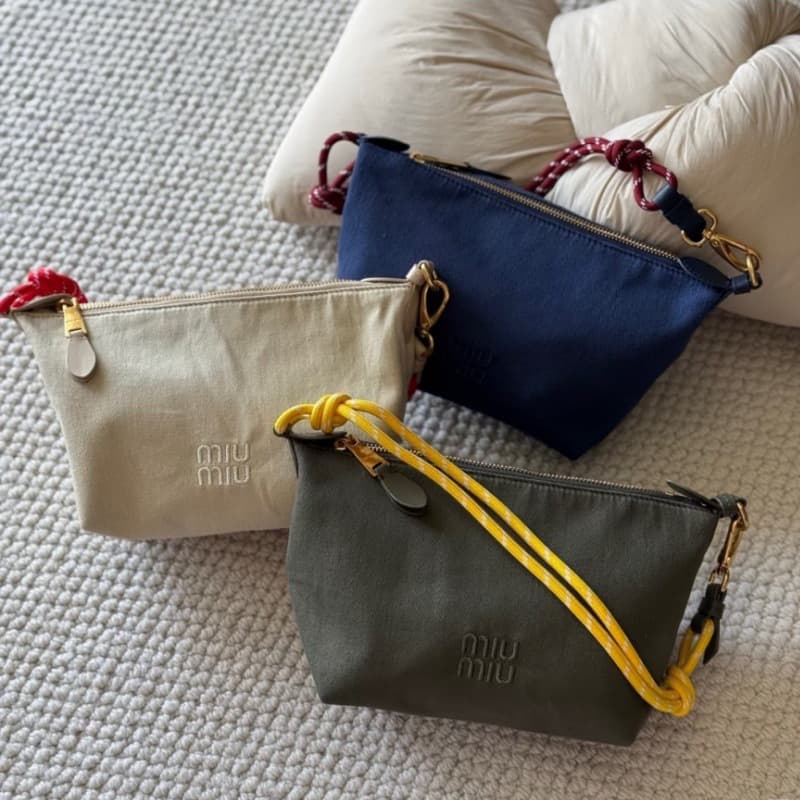 MIU New Style Casual Daily Matching Lunch Box Bag Color Block Canvas Dumpling Bag Commute Versatile Handheld Shoulder Bag