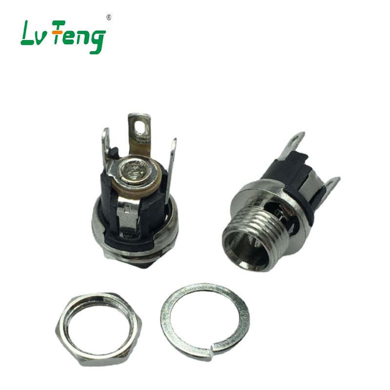 DC-025M outer diameter 5.5*2.1/2.5 threaded brass power socket with optional waterproof cap, DC female connector