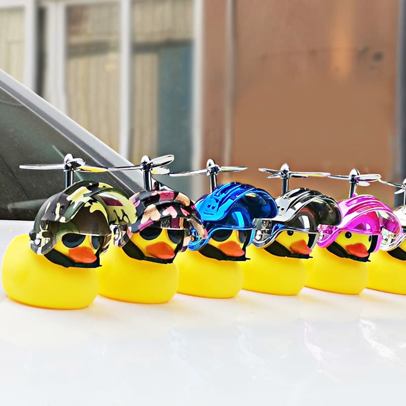 Car Decoration Yellow Duck Level 3 Helmet Silver Leaf Bamboo Dragonfly Propeller Rich Duck Helmet Windbreaker Duck Accessories