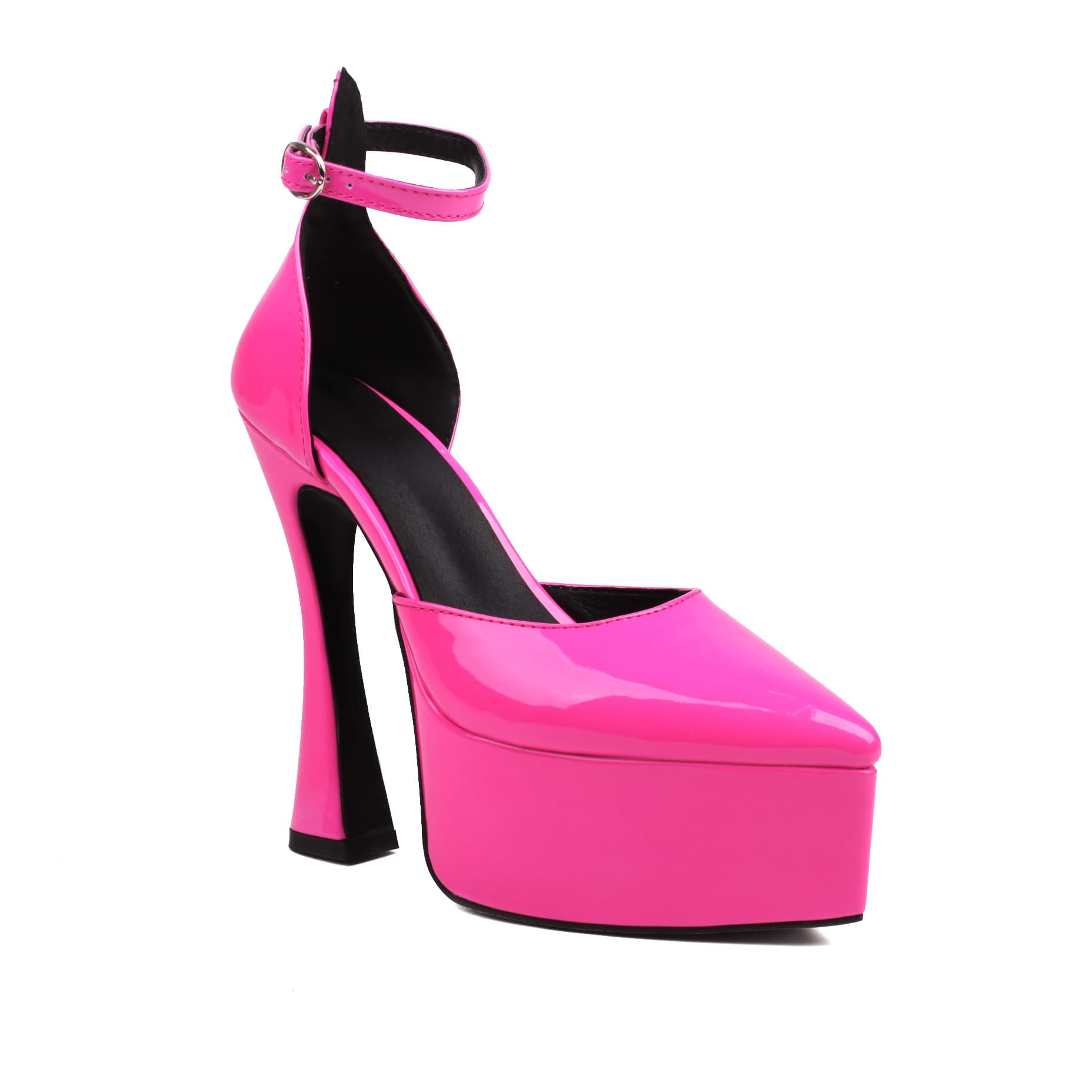 2023 Spring New Pointed Thick Heel Buckle Women's Shoes 36-43 Multicolor Women's High Heel Shoes Bright Shoes