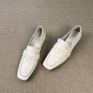 Women's Square-Toe Loafers in Genuine Leather, Flat Single Shoes, Simple and Versatile Commuter Leather Shoes, 2026 Spring New Arrival