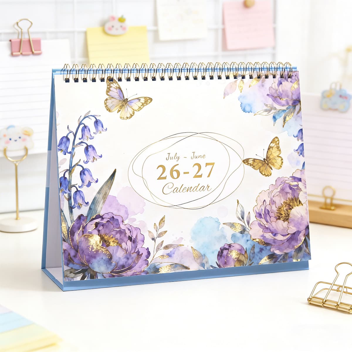 Floral Desk Calendar Office Desktop Year Calendar Creative Self-discipline Check-in Calendar Planner
