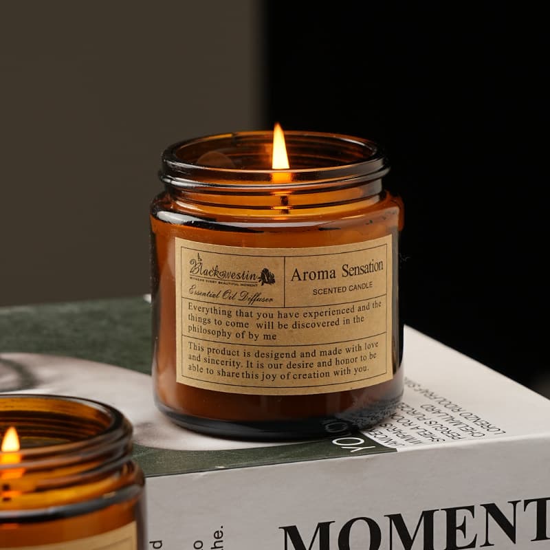 Bedroom Sleep Aromatherapy Candle in Brown Bottle Essential Oil Scented Gift for Home Use Tea Colored Cup Small Brown Bottle