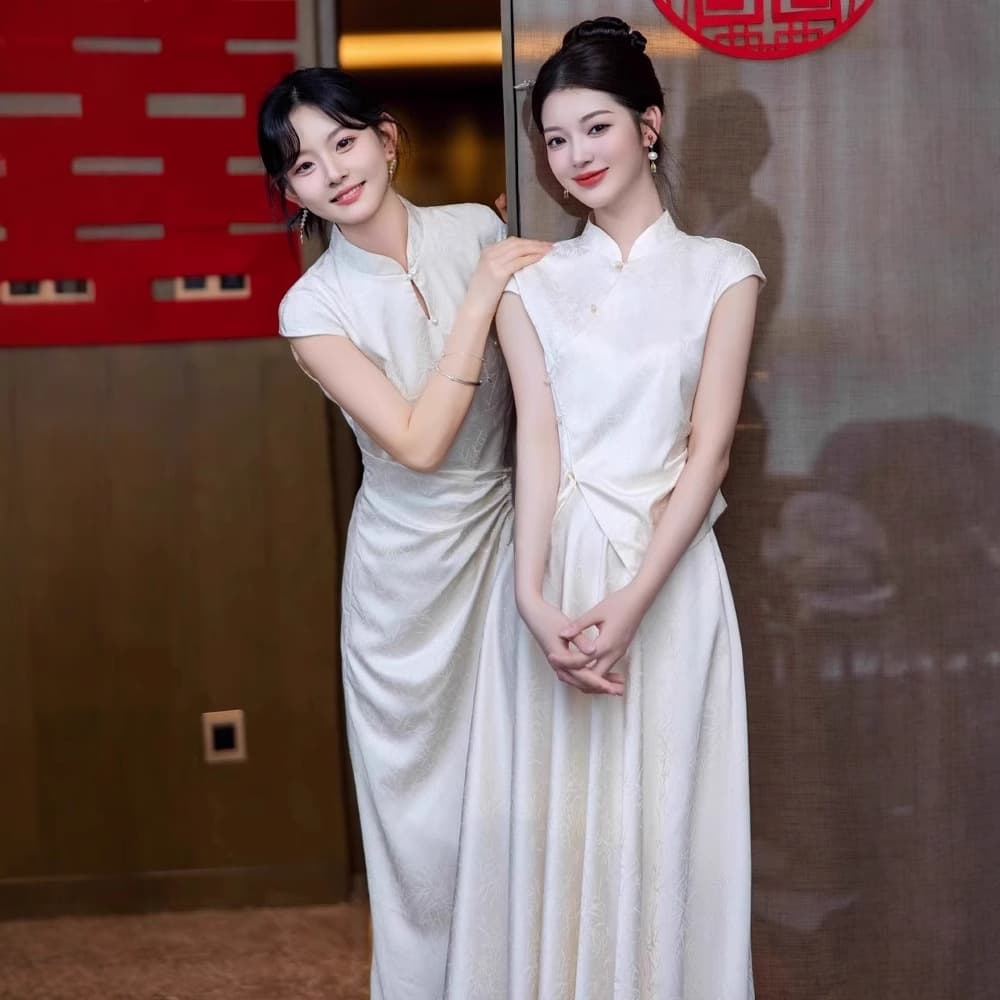 New Chinese-style Bridesmaid Dress 2026 New Wedding Cheongsam Two-Piece Set National Style Sisterhood Gown Dress Wearable in Summer