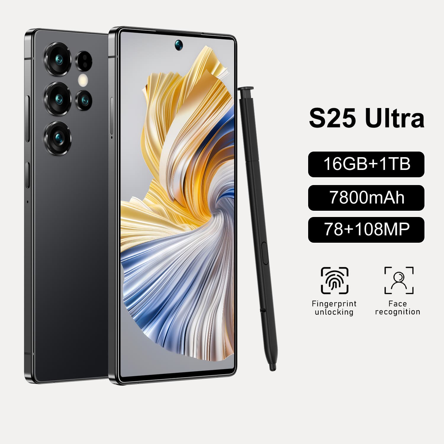 S25 Ultra new cross-border mobile phone 1:1 plastic case with perforated large screen 7.3 inches eight-core Android 12 8+128