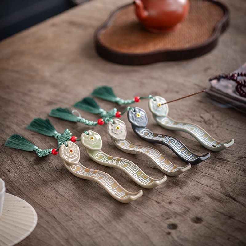 Ruyi Incense Burner Ruyi Stick Incense Burner Creative Ceramic Ornament Enamel Color Pen Holder Everything Ruyi Incense Holder
