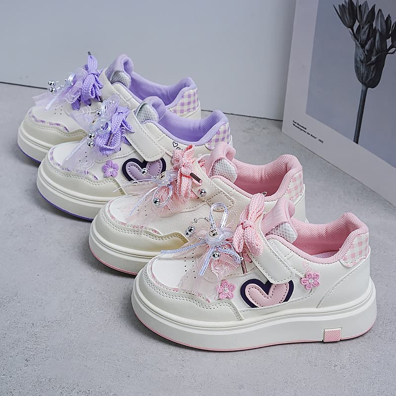 Cartoon Pony Girls Shoes 2025 New Autumn Children's Princess Board Shoes Soft Sole White Sneakers Little Girl Sports