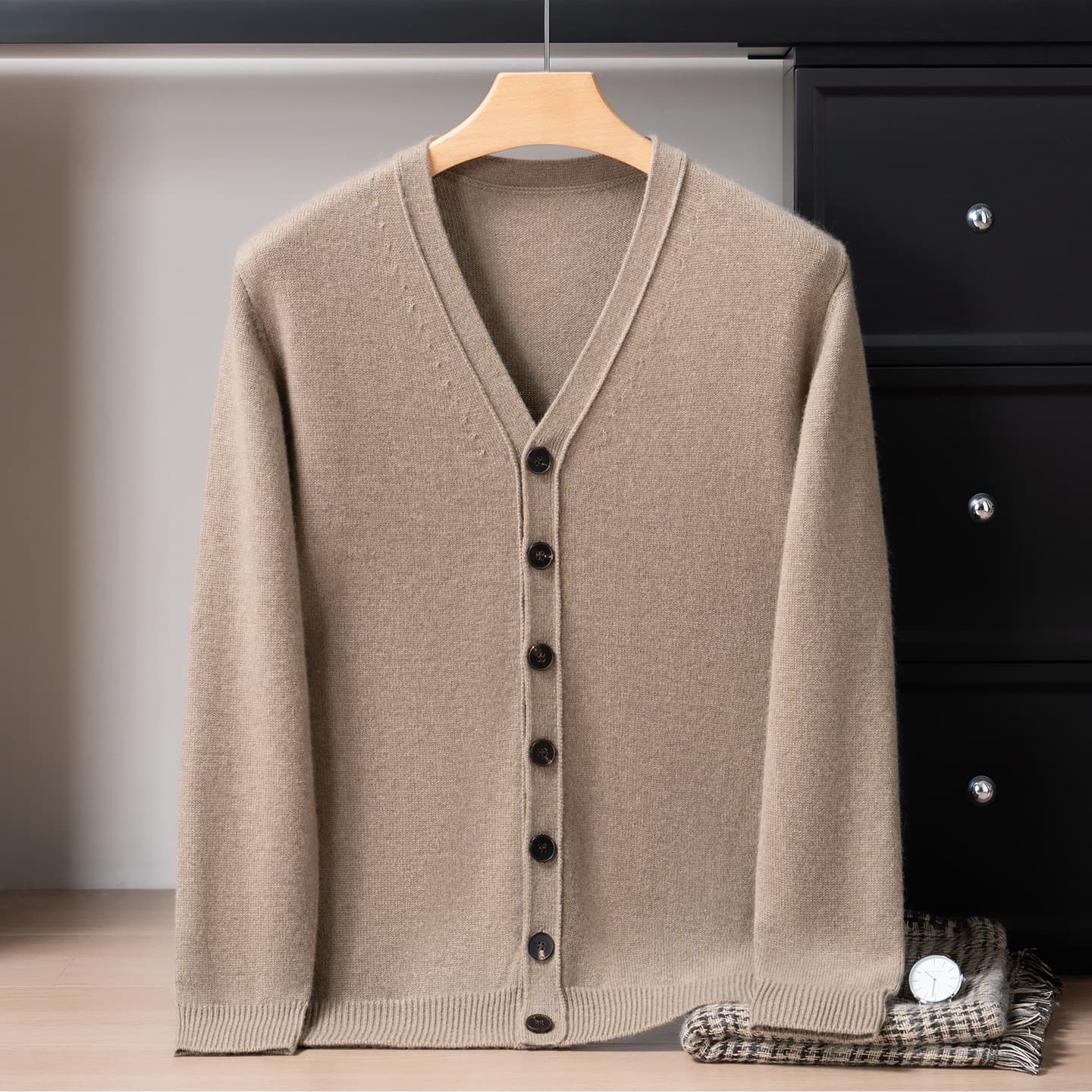 Practical and Comfortable~ Autumn/Winter Thickened 100% Pure Cashmere Cardigan for Men, V-Neck Business Casual Sweater Cardigan Coat