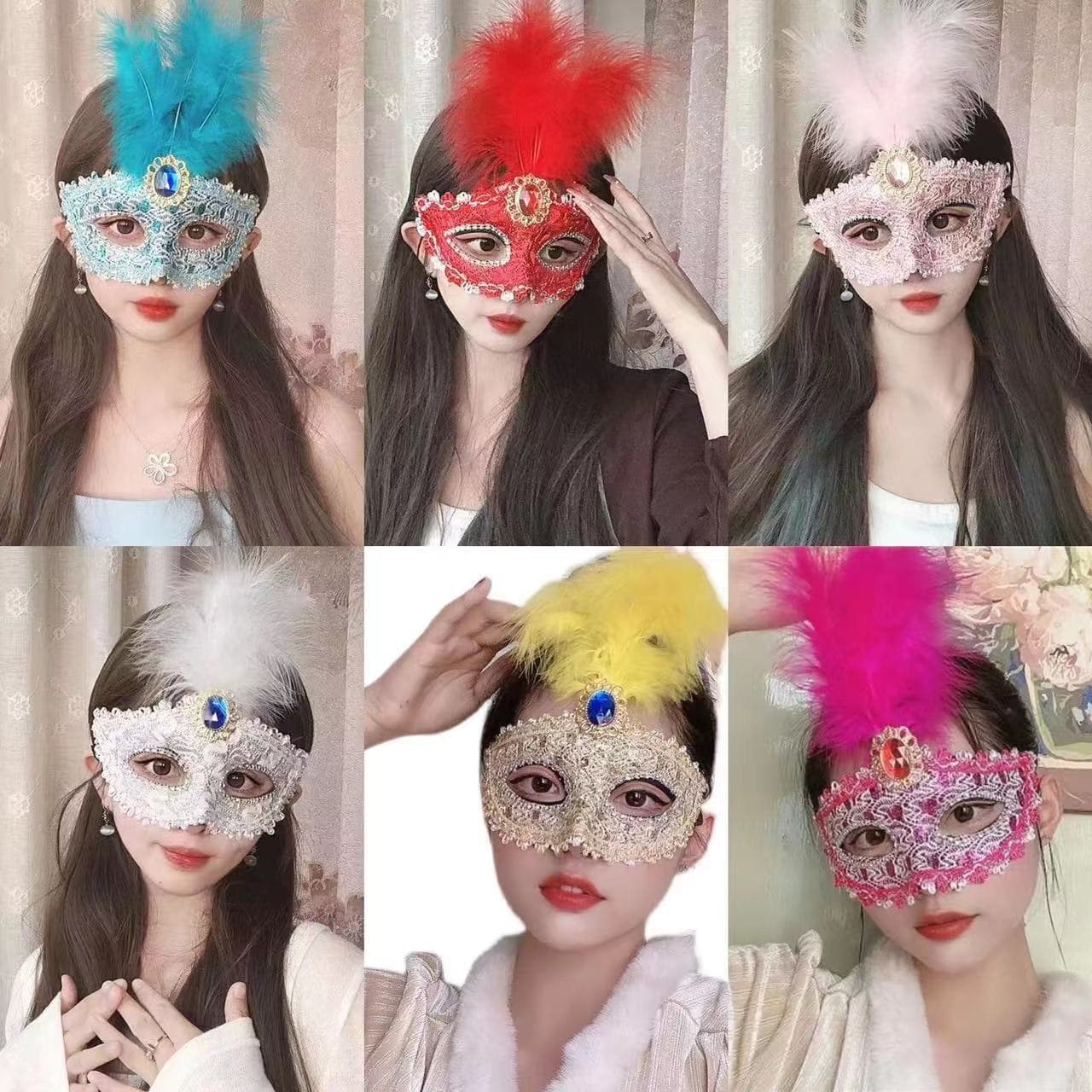 Women's Half-Face Masquerade Masks, Plastic Masks, Party Costumes, Leather and Feather Masks for Halloween
