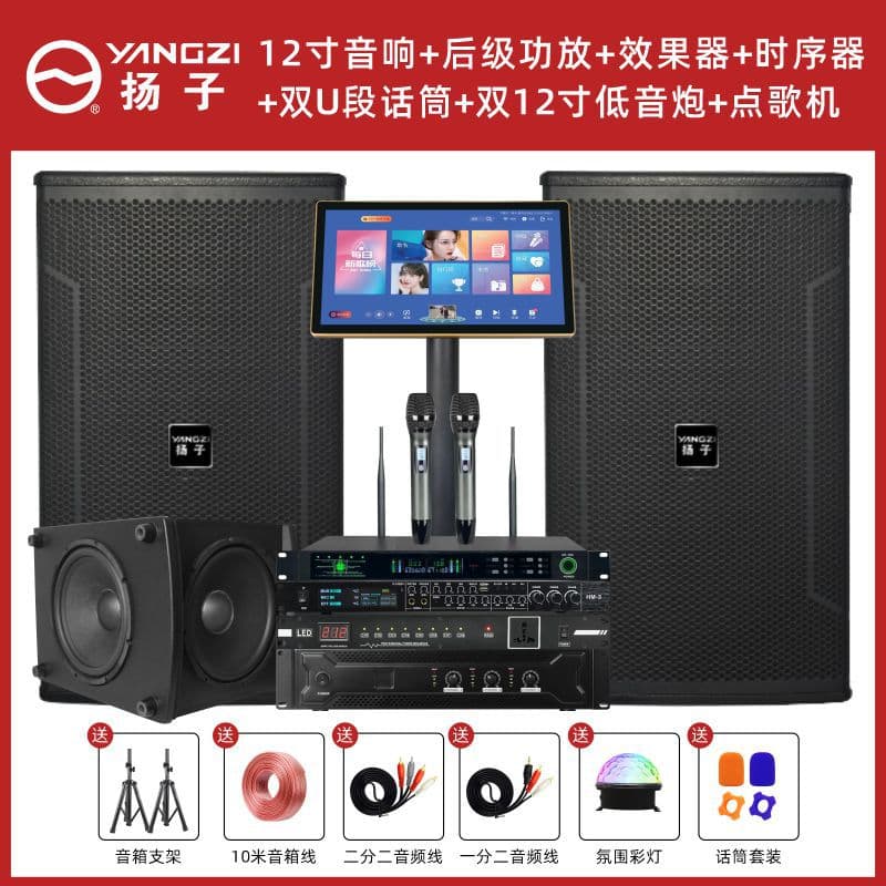 Home KTV Speaker Set with Karaoke Machine, Amplifier, Bluetooth Upgrade for Family Use