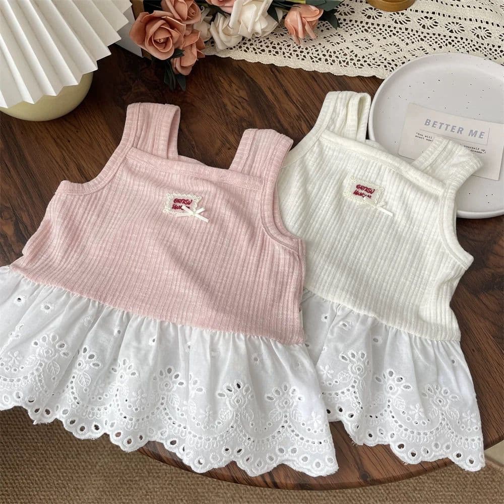 Korean children's clothing summer clothing for girls baby lace splicing skirt vest tops baby camisole children's clothes for women