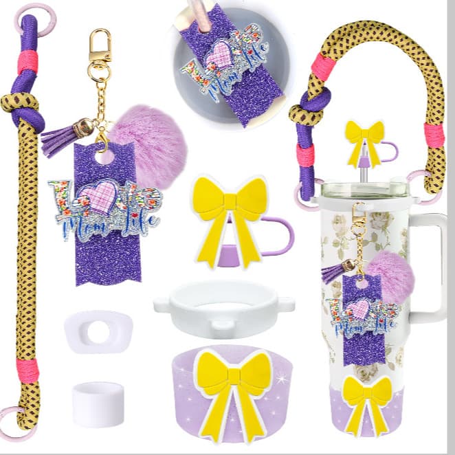 New Cross-Border Stanley Cup Accessories Bowknot Korean Fashion Bow Cup Sleeve Straw Cap Set